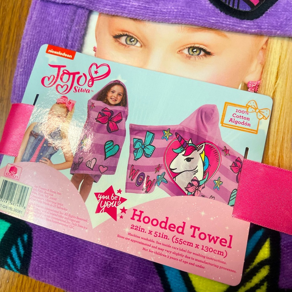 Girls Jojo Siwa Hooded Bath Towel - One Size - Purple